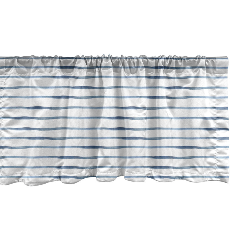 Cantonnière Ambesonne Harbor Stripe - paquet de 2 abstrait océan - bleu ardoise pâle / blanc, L 54 po x L 18 po