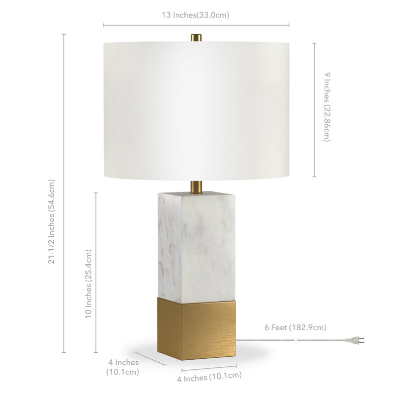 Lena Table Lamp, Brass/Carrara Marble