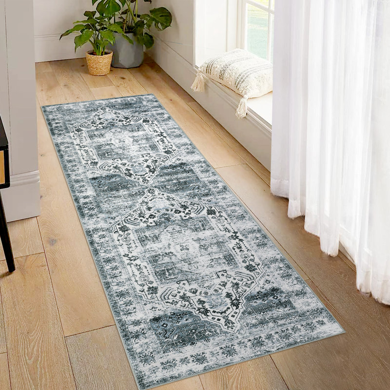 Machine Washable Rug Oriental Area Rugs for Living Room Ultra Soft Non-Slip Rug for Bedroom Foldable Rug for Playroom Office Kitchen