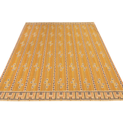Scandinavian Hand Knotted Wool Geometric Area Rug