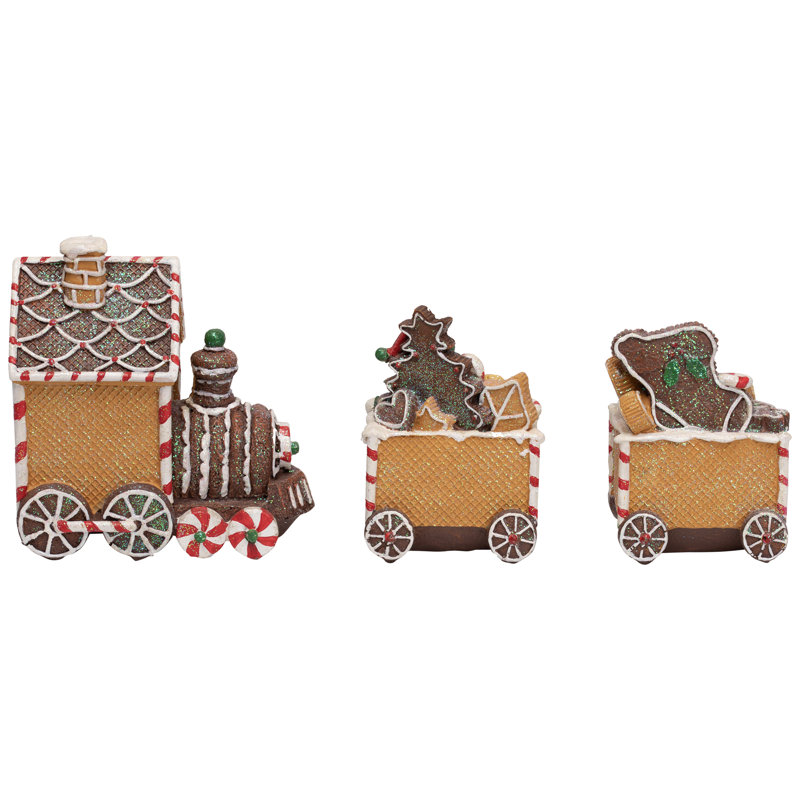 Gingerbread Candy Cane Train With Gingerbread Man Christmas Decoration - 5.5"