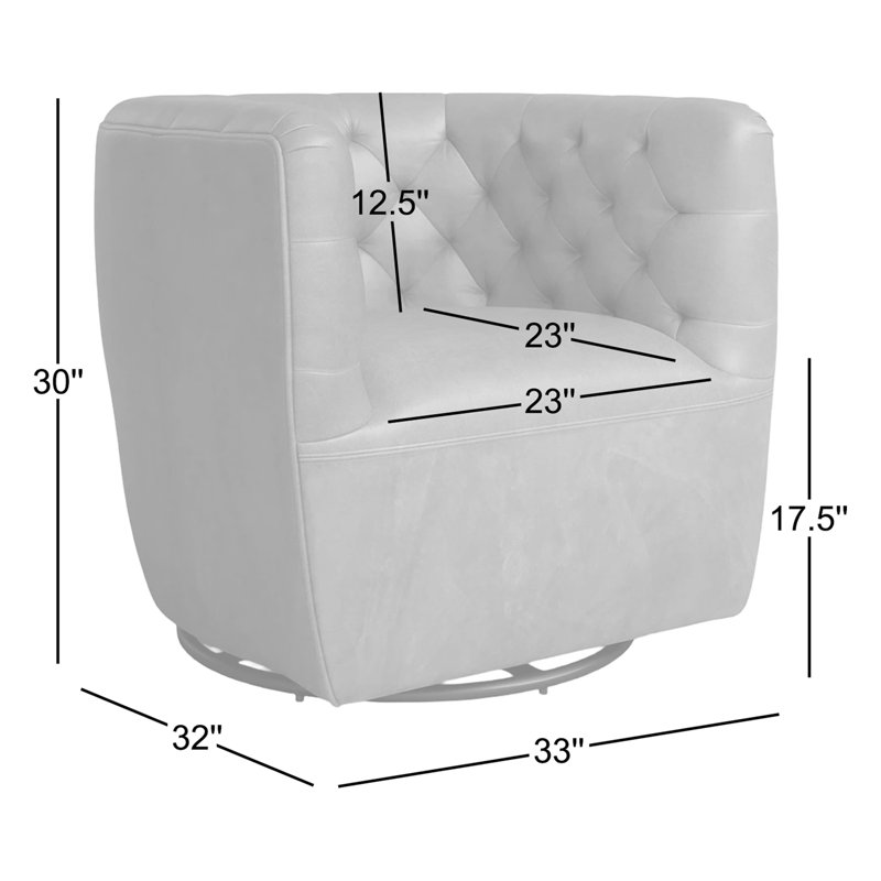 Hanover Swivel Tufted Barrel Chair, Heirloom Sienna Genuine Leather