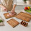 Ensemble de 3 planches à découper artisanales en bois d'acacia naturel avec support