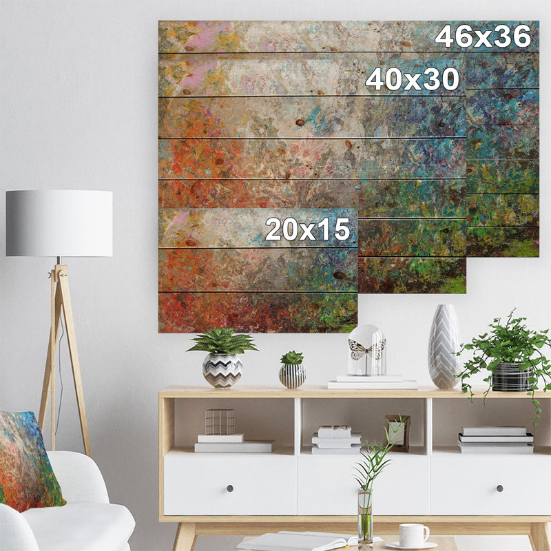 Tableau abstrait abstrait teinté - reproduction d'art, H 30 po x l 40 po x P 1,5 po, Bois