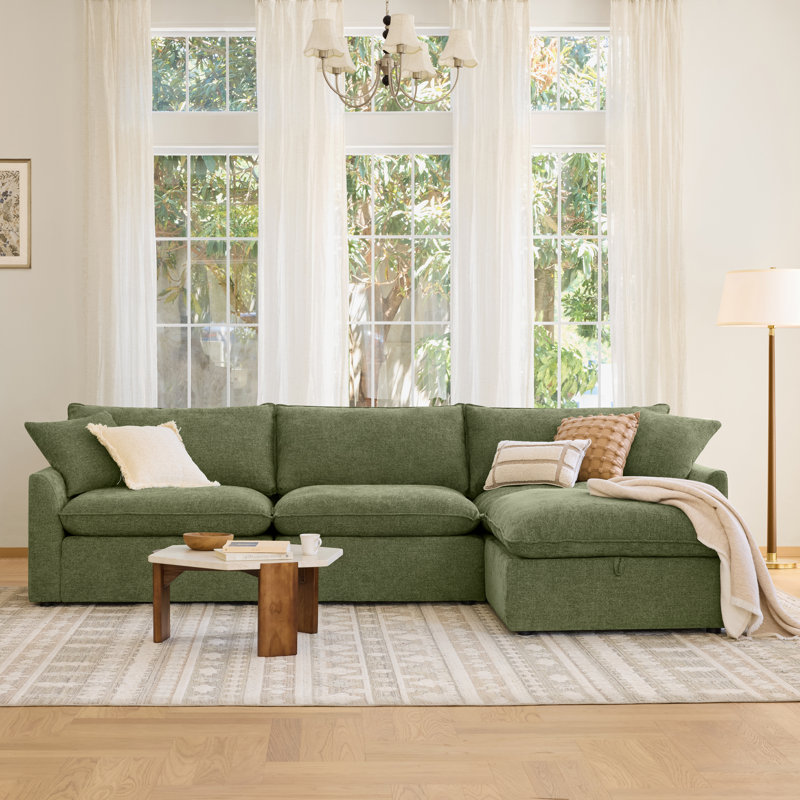 Canapé modulaire rembourré 130 pièces 4 pièces 130,7 po avec coussins en mousse et structure en bois massif