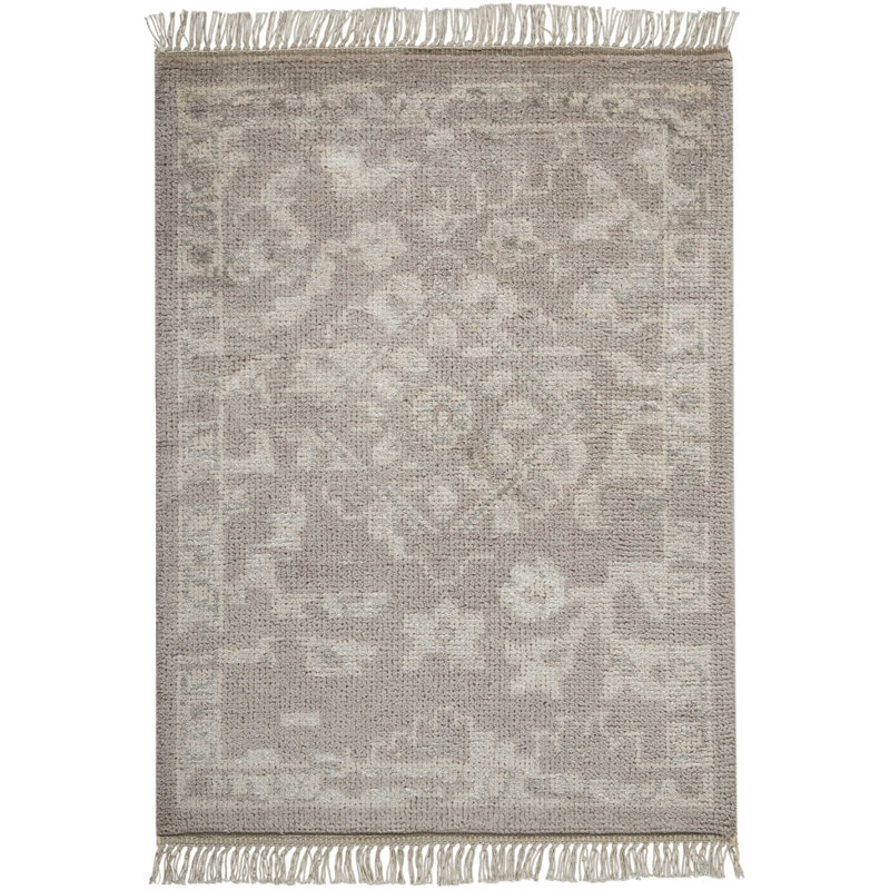Tapis gris transitionnel fait à la main Lunel