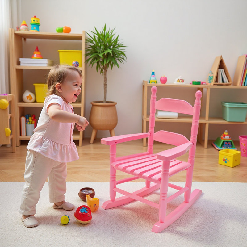 Child Rocking Chair For 3-6 Small Baby Kids Wooden Outdoor Furniture Indoor Living Room Lounge Bedroom Porch Patio Outside 