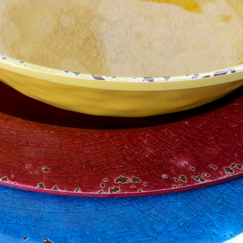 Eckert Melamine Dinnerware Set 12 Piece - Service for 4, Red/Blue/Yellow