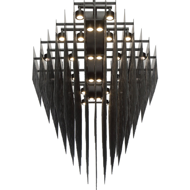 Lustre tambour unique à 28 lumières DEL, Noir mat