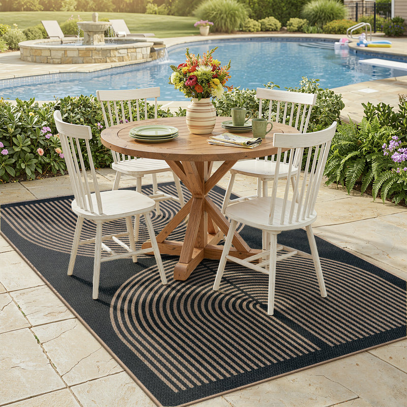 Narze Modern Easy Jute Machine Washable Outdoor Rug with Non-Slip Backing for RV, Backyard, Patio，Balcony, Rectangle 5' x 7'