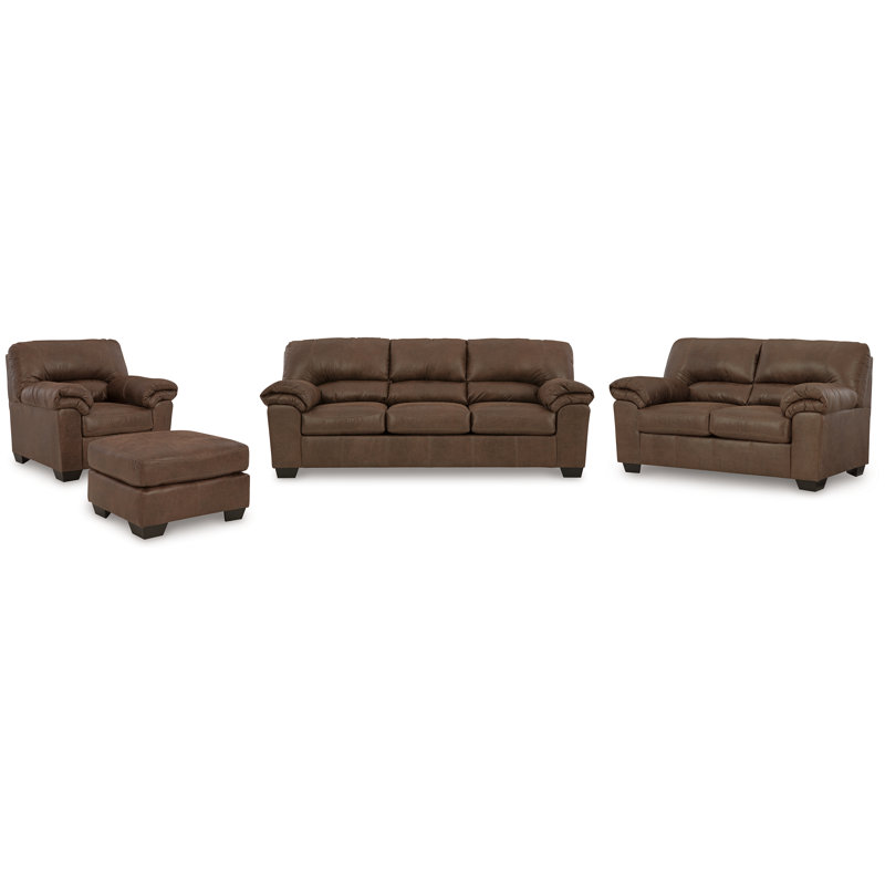 Canapé, causeuse, fauteuil et repose-pieds Bladen, Brun