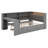Wood Platform Bed With Storage Shelves, Trundle, Charging Station, LED, Desk And Upholstered Headboard-1484367596