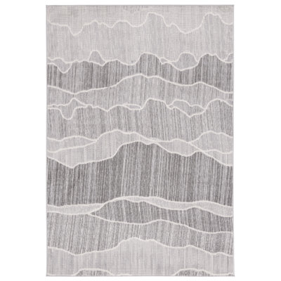 Loanne Temple Bcf/Jute/Latex/Overlock Abstract Rug in Gray