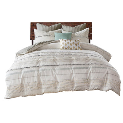 Édredon double / grand en coton / gris avec garniture moderne