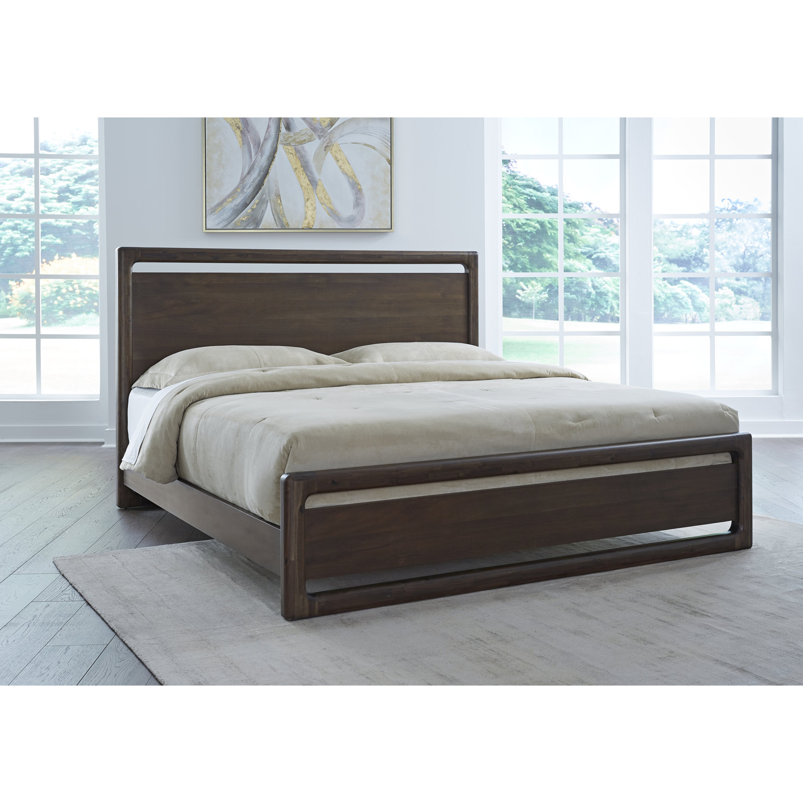 Rosy Solid Wood Platform Bed, California King
