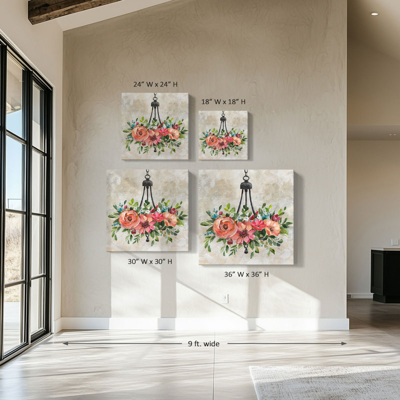 "Garden Chandelier" par Nan, reproduction sur toile, H 18 po x l 18 po x P 1 po