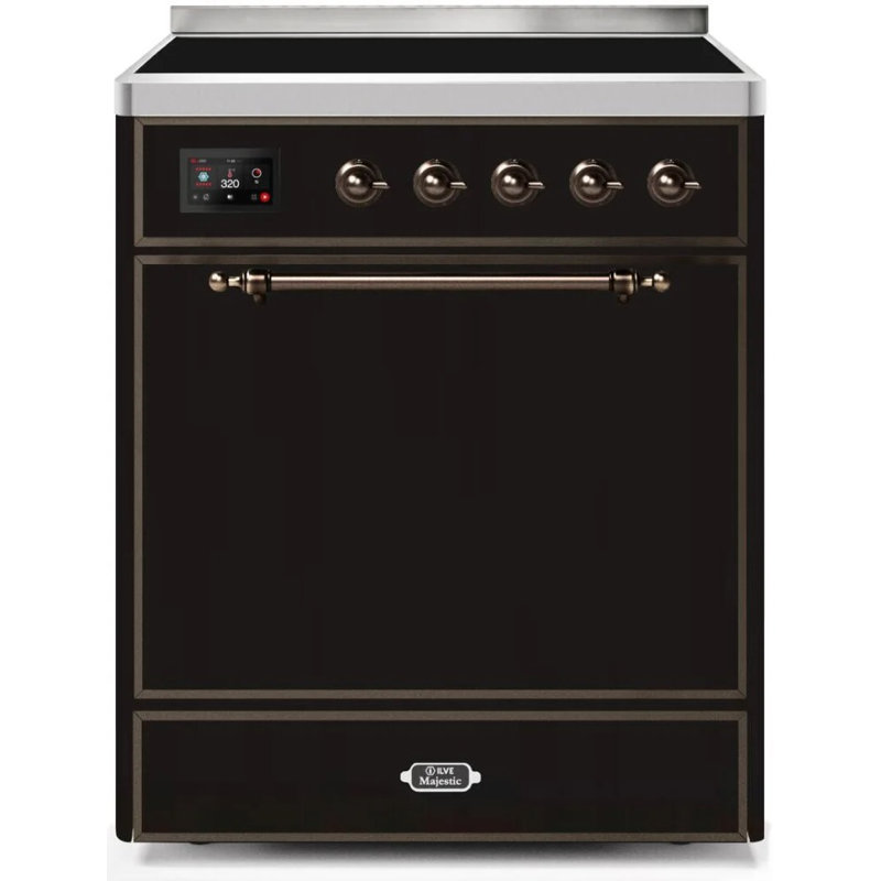 ILVE Majestic II 30 in Induction Range, Glossy Black/Bronze
