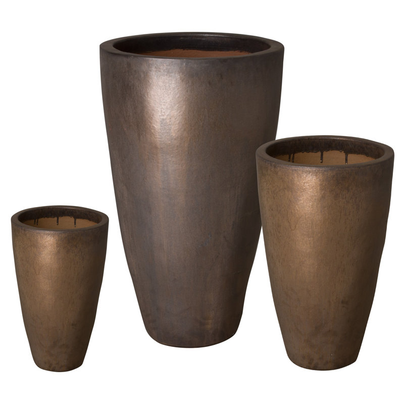 Pot à fleur en céramique Graford, Métalique, H 40 po x l 24 po x P 24 po