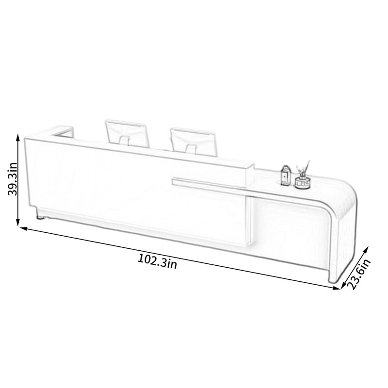 Maurissa Rectangular Laminate Reception Desk, 39.3" H x 102.3" W x 23.6" D
