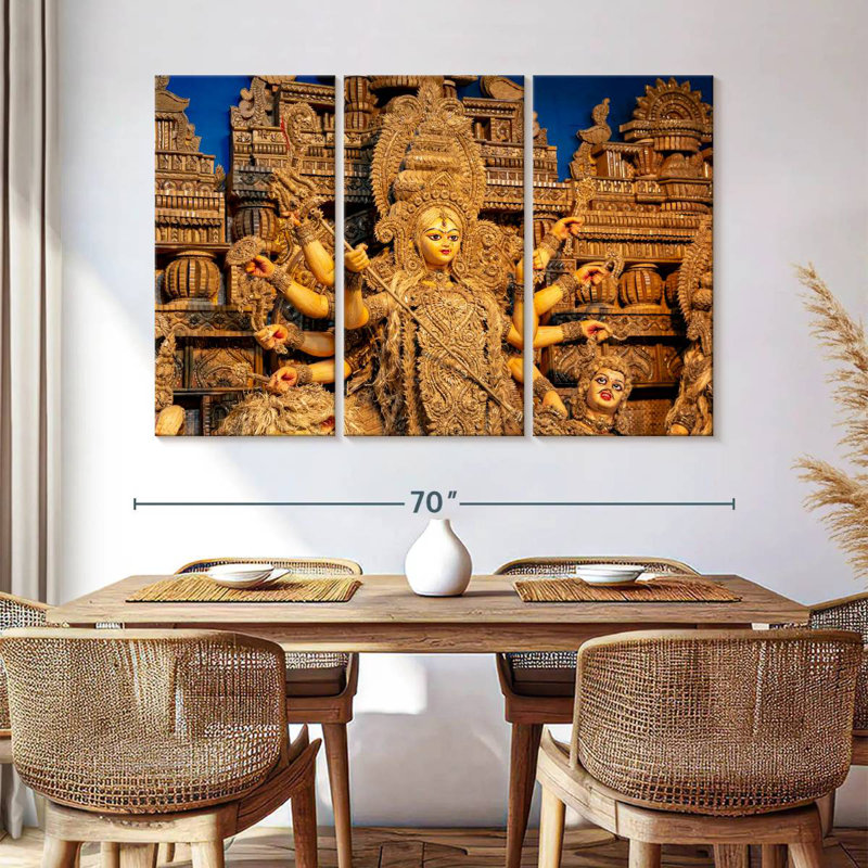 Adella Goddess Durga Sculpture, 42" H x 65" W