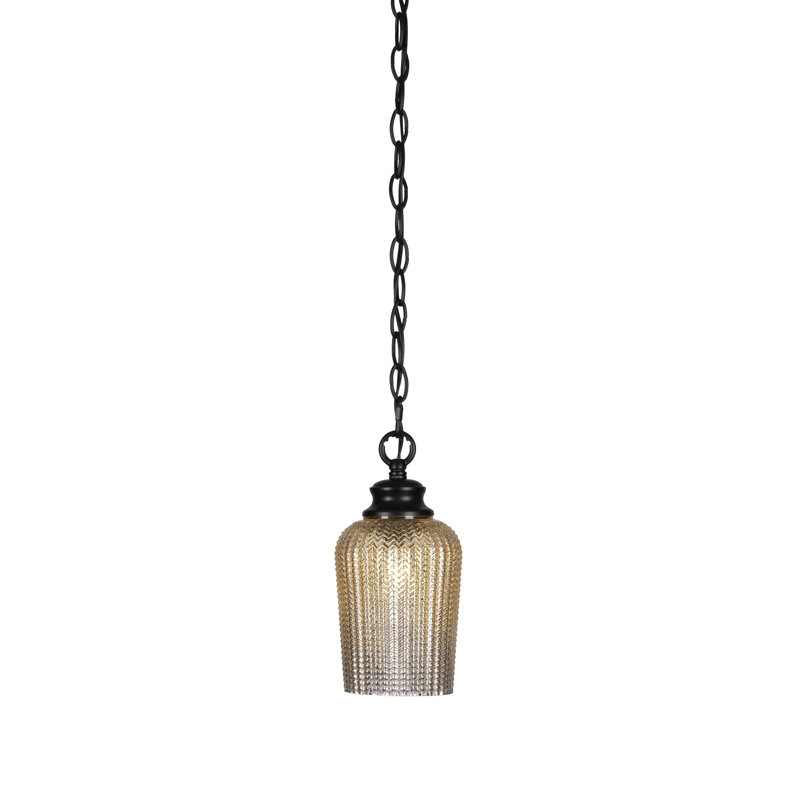 Cordova Chain Hung Pendant With 5" Glass, Frosted, New Age Brass