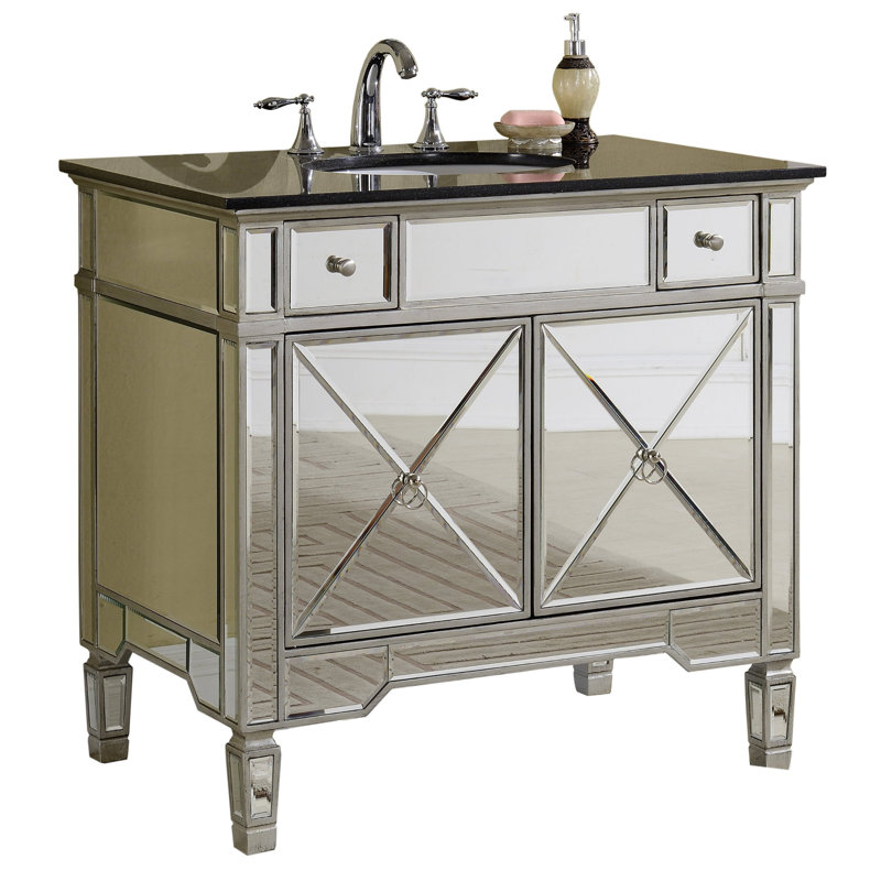 Ensemble de meuble-lavabo simple 36 po Sandstrom, Granite noir Galaxy