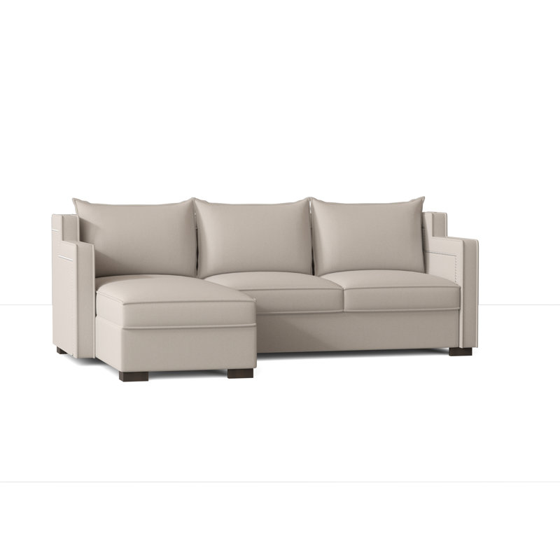 Parker Upholstered L-Shaped Sectional Left Hand Facing, Wismar Burlap, Brown Mahogany