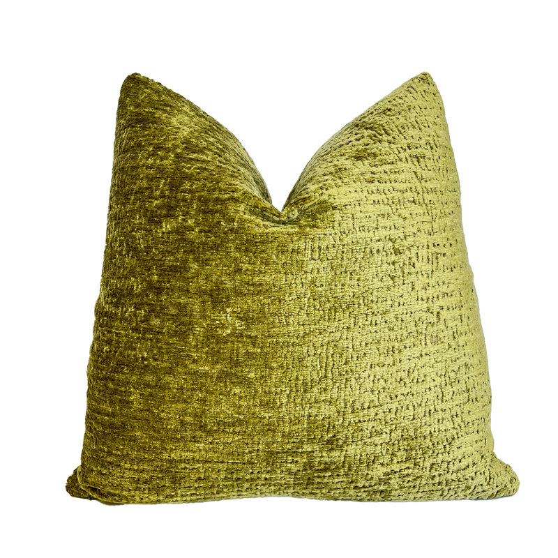 Housse de coussin en chenille unie, Vert, H 20 po x l 20 po 1