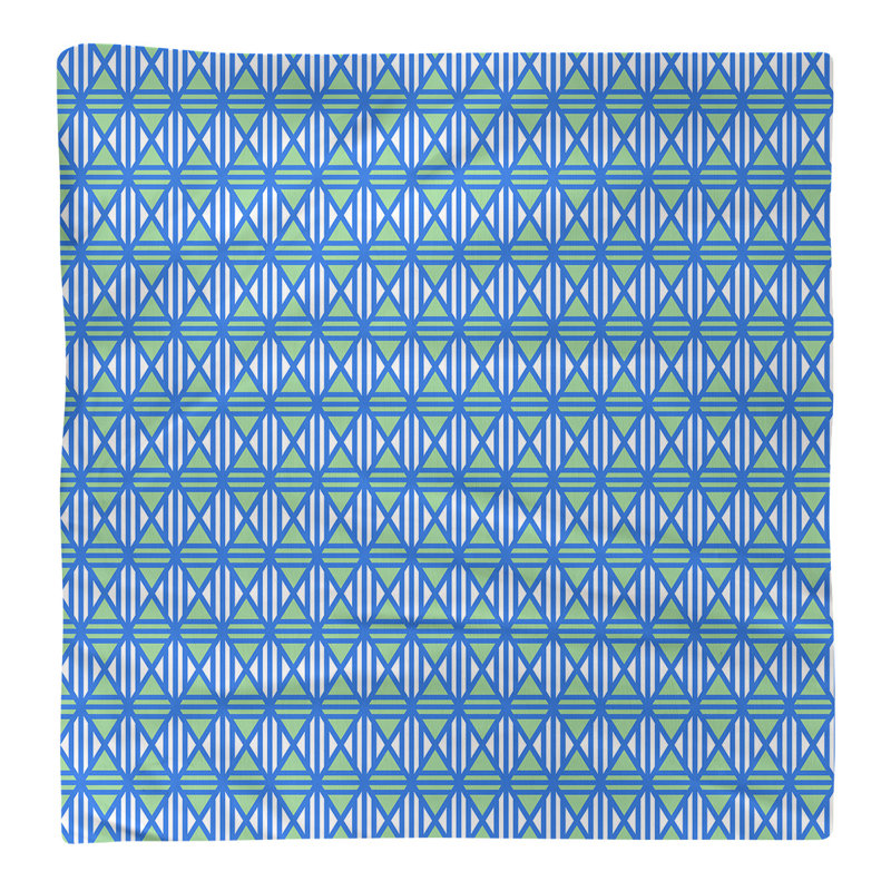 Serviette en coton à losanges doublés, Bleu / Vert, H 0,1 po x l 10 po x P 10 po, Sergé de polyester
