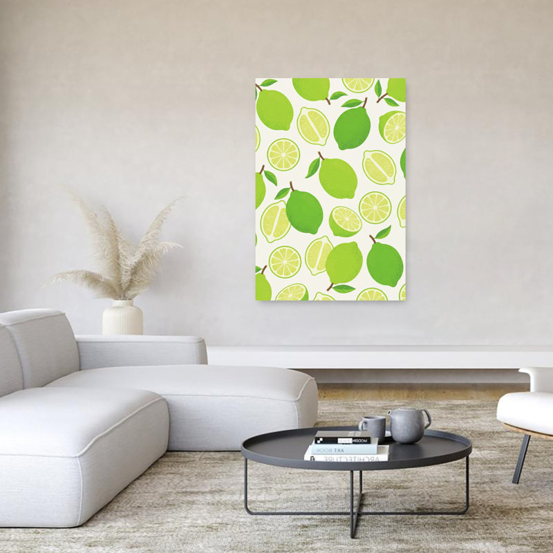 «Fresh Lime» Vibrant Fruit Summer, art mural, 60" H x 40" W