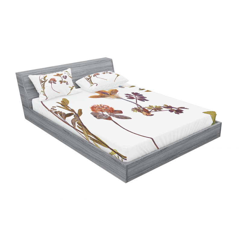 Microfiber Floral Sheet Set, Full Sheet Set with 2 Pillowcases