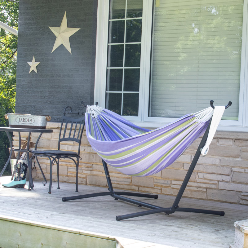 Double Classic Hammock with Stand, 104cm H x 250cm L x 109cm W, Tranquility, Black