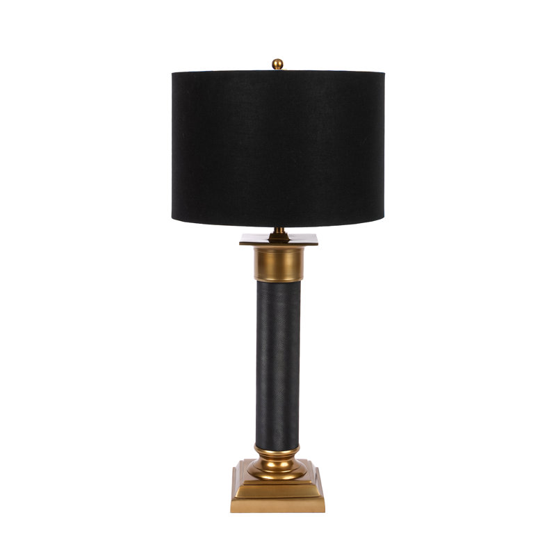 Textured Metal Column Table Lamp, Black