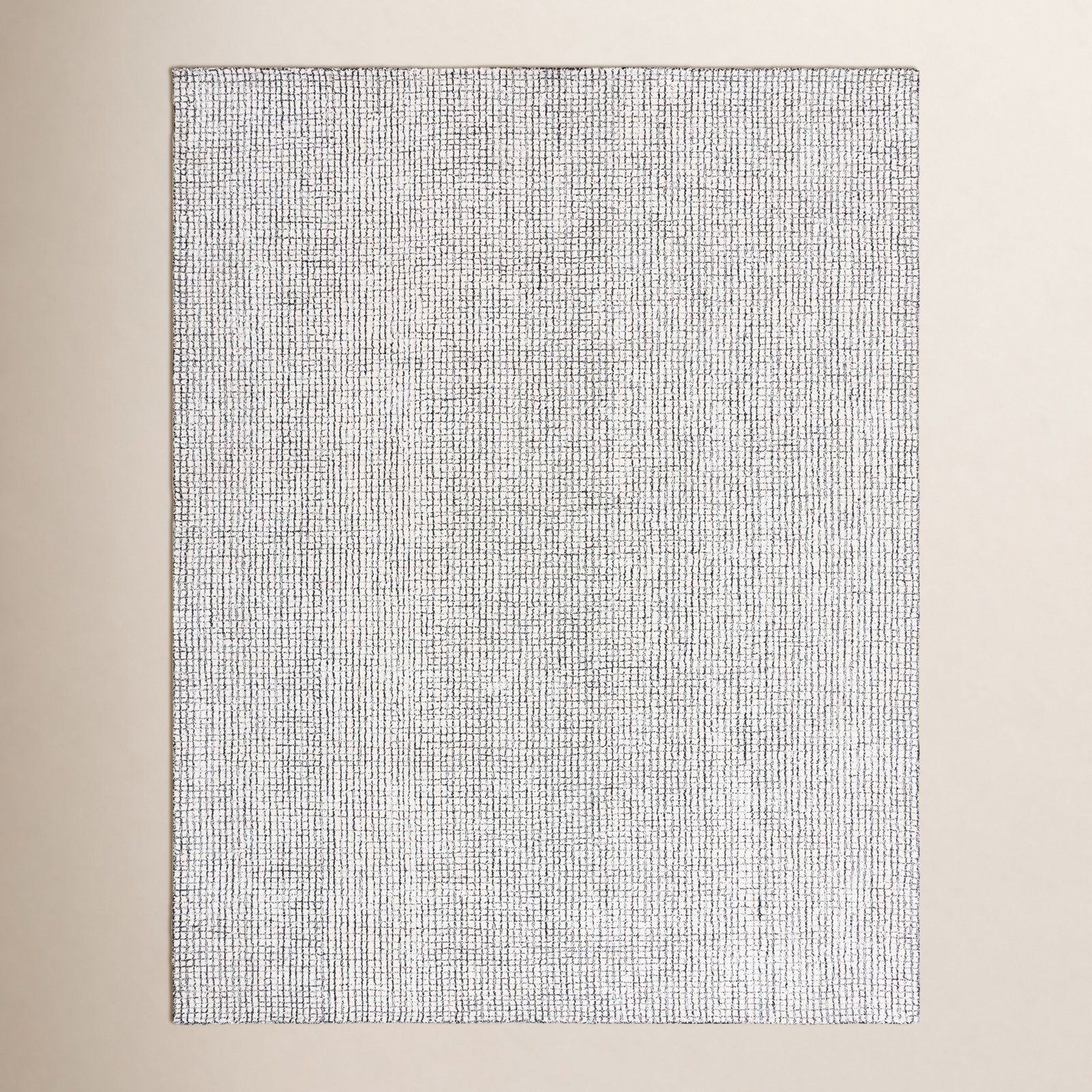 Rowe Ivory Black Hand-Tufted Checkered Rug, Rectangle 8' x 10'