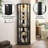 Black Lighted Corner Curio Cabinet-1847094042