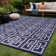 Tapis intérieur / extérieur bleu marine / blanc Aldo