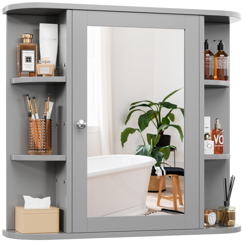 Bathroom Medicine Cabinet With Mirror, Gray