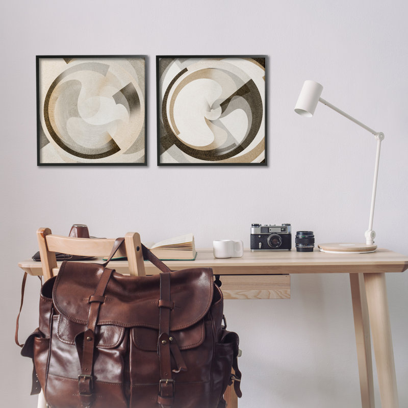  Boho Centric Vortex 2 PC, estampe numérique par Noah Bay, H 17 po x l 17 po, Giclée encadrée noir minuit