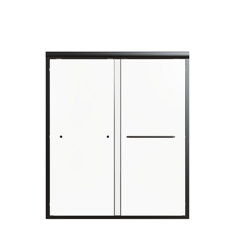 Porte de douche l 56 po à 60 po - Double coulissante, H 70 po, noir mat, étanchéité à l'eau H semi - l 56 po à 60 po, tous les composants sont inclus pour une installation facile