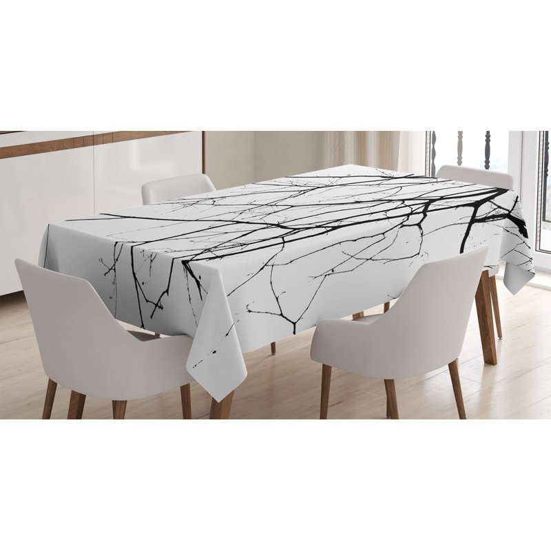 Macro Leafless Winter Tree Branches Tablecloth, 70" L x 52" W
