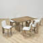Ensemble de salle à manger 6 personnes, table de rassemblement rectangulaire, bois, sièges rembourrés, maison de campagne moderne, salle à manger-778074043