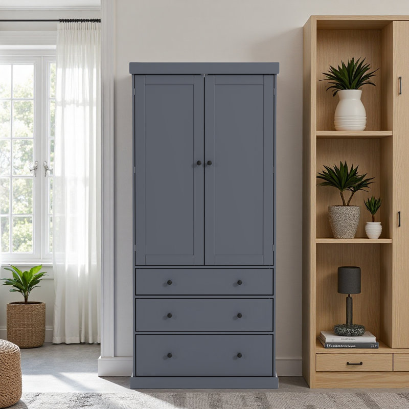 Armoire de cuisine 77 pouces Farmhouse, grande armoire de rangement autoportante avec 3 tablettes réglables, 8 tablettes de porte, 3 tiroirs pour la cuisine