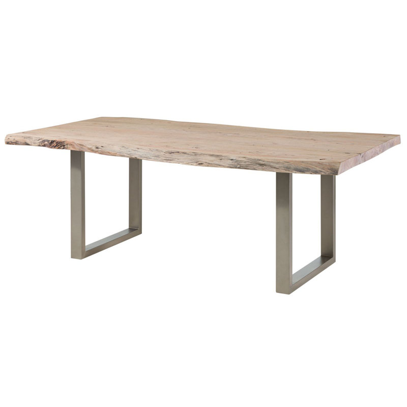 Freeform Acacia Rectangular Wood Top Dining Table