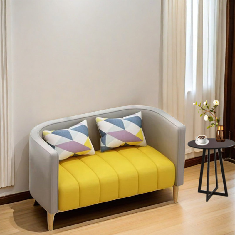 Banc rembourré en similicuir, Grey/Yellow