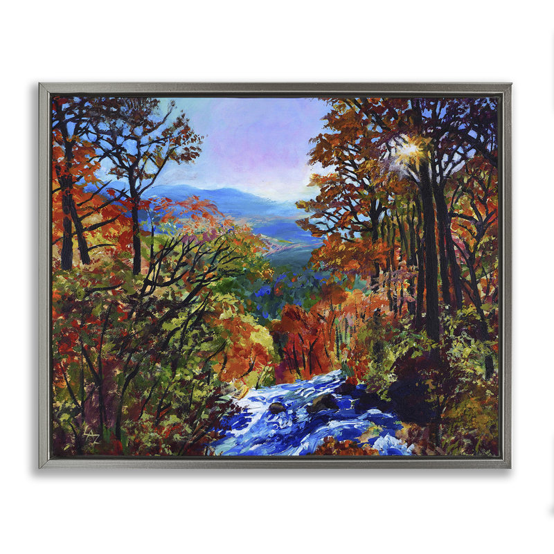 Cadre flottant en mosaïque Mountain Mountain, design par Lee Ann Zirbes, Cadre flottant gris lustré, H 17 po x l 21 po
