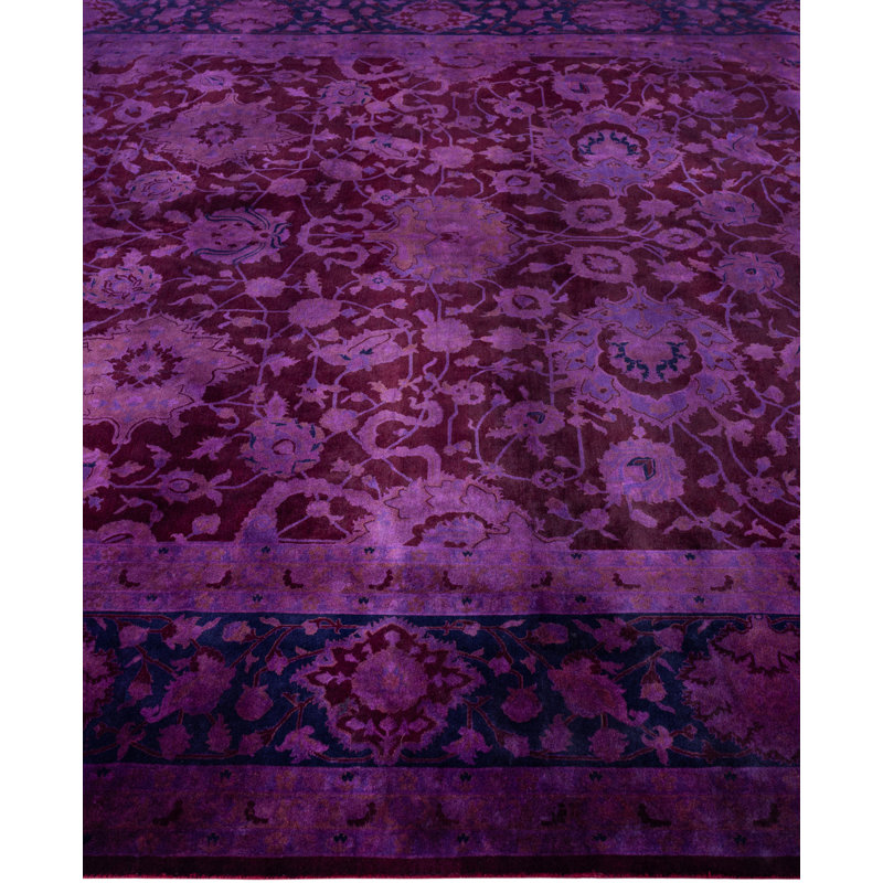 Overdyed Hand-Knotted Wool Modern-Contemporary Purple Area Rug 9' 1" x 11' 10"