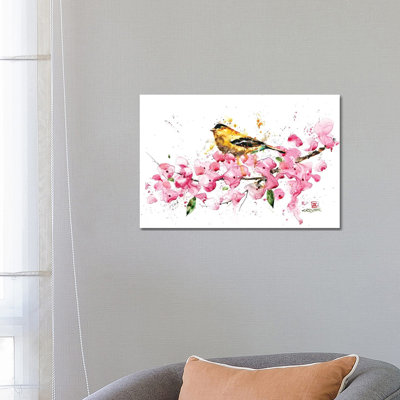 Bird And Cherry Blossoms by Dean Crouser - Painting on Canvas