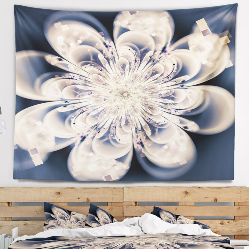 Tapisserie florale blanche, H 32 po x l 39 po