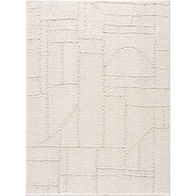 Kamarin Abstract Cream Area Rug, Rectangle 5'3" x 7'