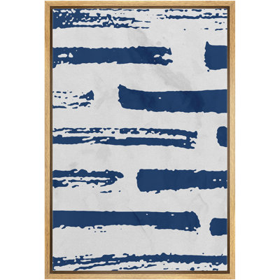Signe, reproduction d'art sur toile encadrée, coups de peinture bleu délavé, formes géométriques, illustrations, art moderne, bohème, urbain, multicolore, cool pour le salon. Chambre à coucher. Bureau - 24 po x 36 po naturel